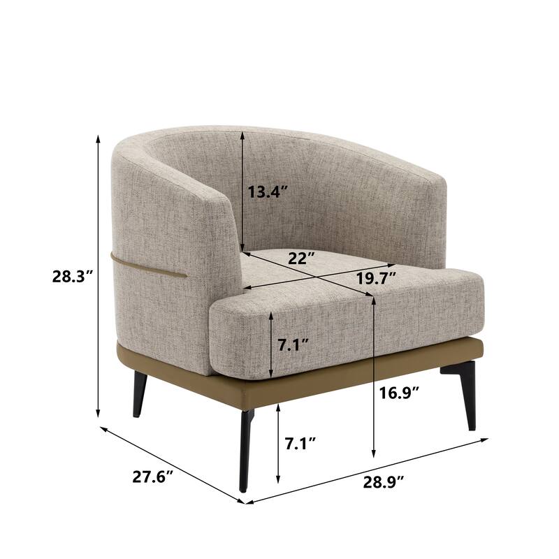 Modern Upholstered Accent Chair Two-Tone Barrel Armchair