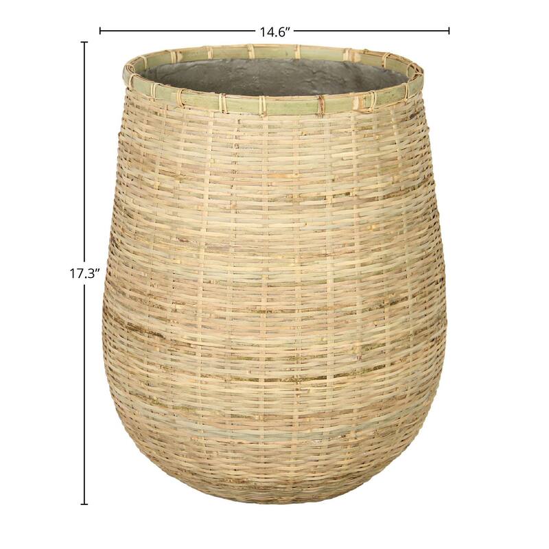Patio Bamboo Indoor Basket Pot, Natural