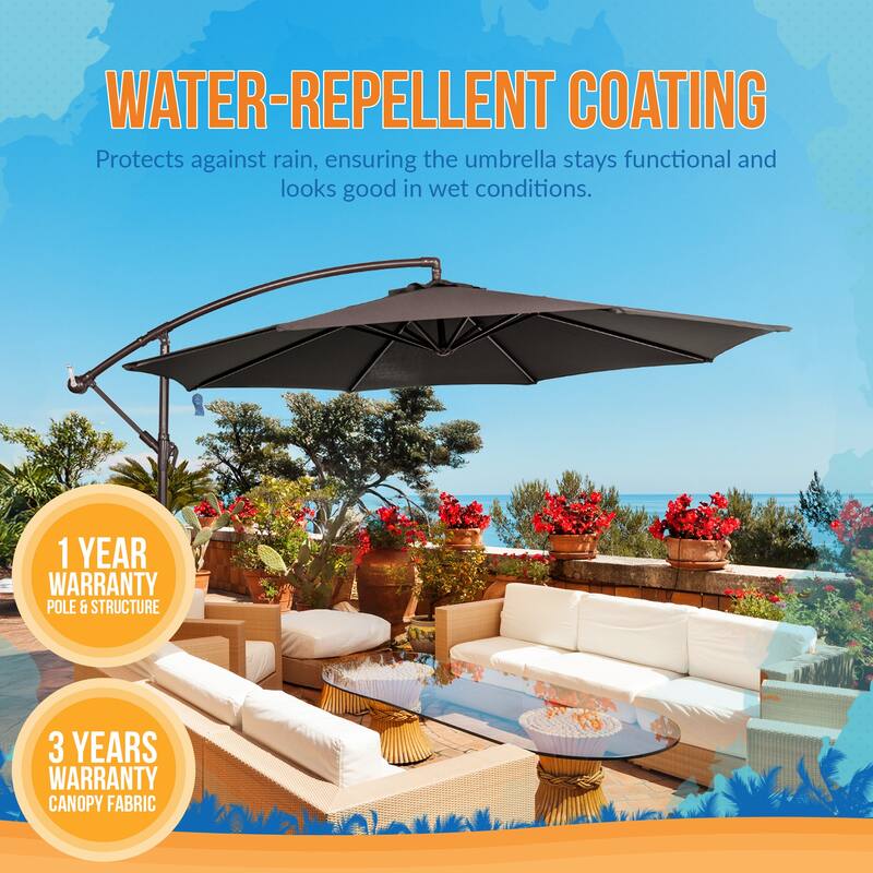 Island Umbrella Captiva 10-ft Octagonal Cantilever Umbrella with Base - Breez-Tex Canopy