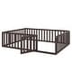 preview thumbnail 13 of 30, Queen Size Wood Floor Bed w/ Fence & Door Upholstered Bed Frame