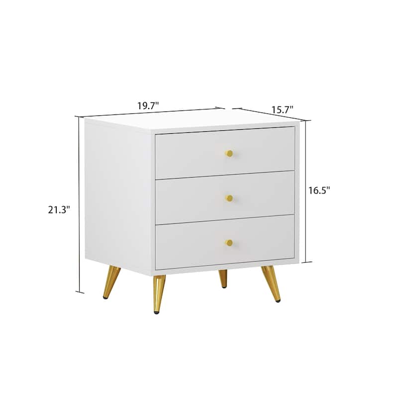 Modern 3-Drawer Nightstand Drawer Storage End Table Side Table