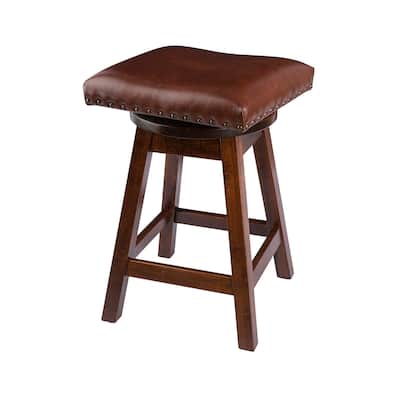 Amish Made Maple Swivel Urban Bar Stool with Leather Seat