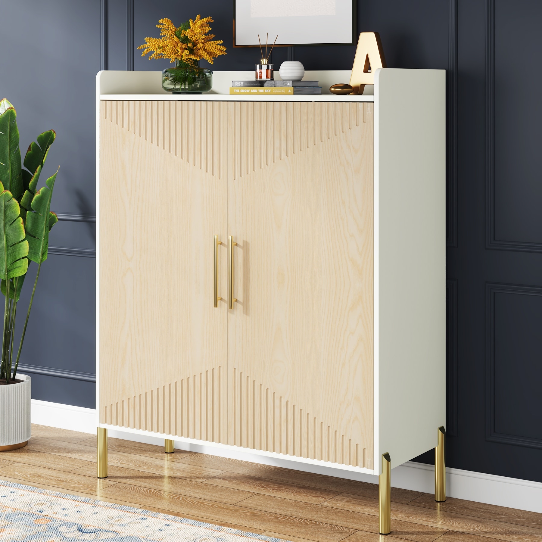 Large Shoe Cabinet, 30 Pairs Entryway Shoe Storage Cabinet with Doors, 6-Tier