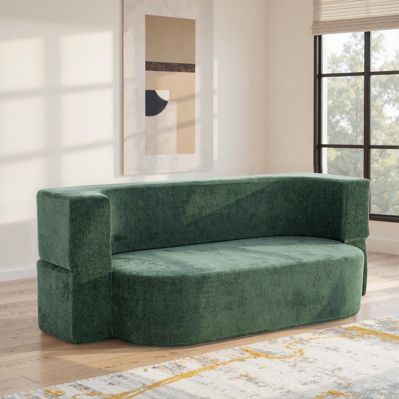 79" boneless loveseat Convertible Folding Sofa Bed, Twin Sleeper Sofa with Pillow, Modern Chenille Couch for Living Room