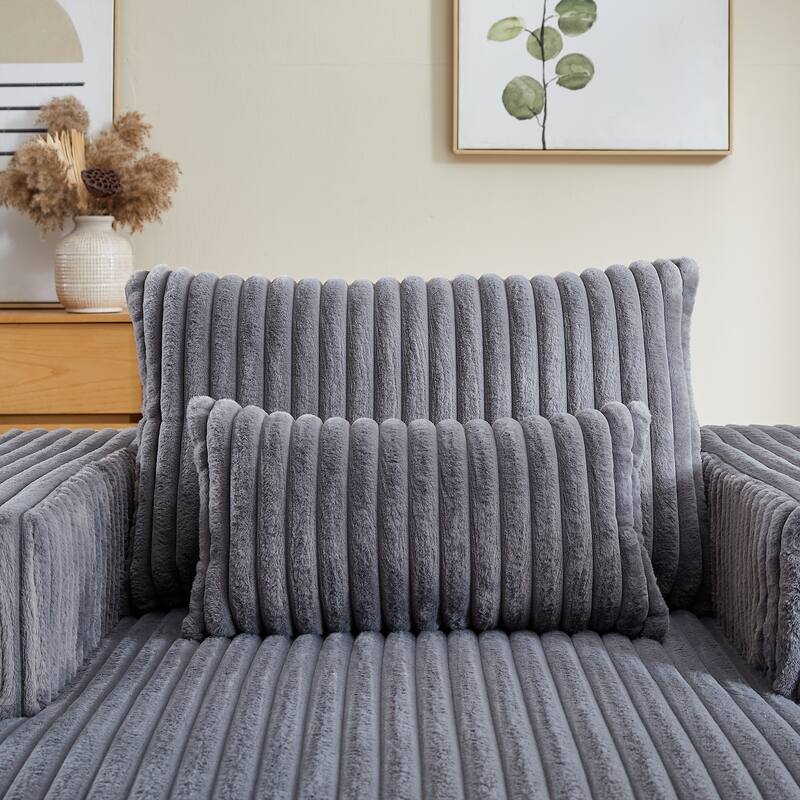 62.5-Inch Corduroy Modular Sleeper Sofa Bed with Removable Footrest