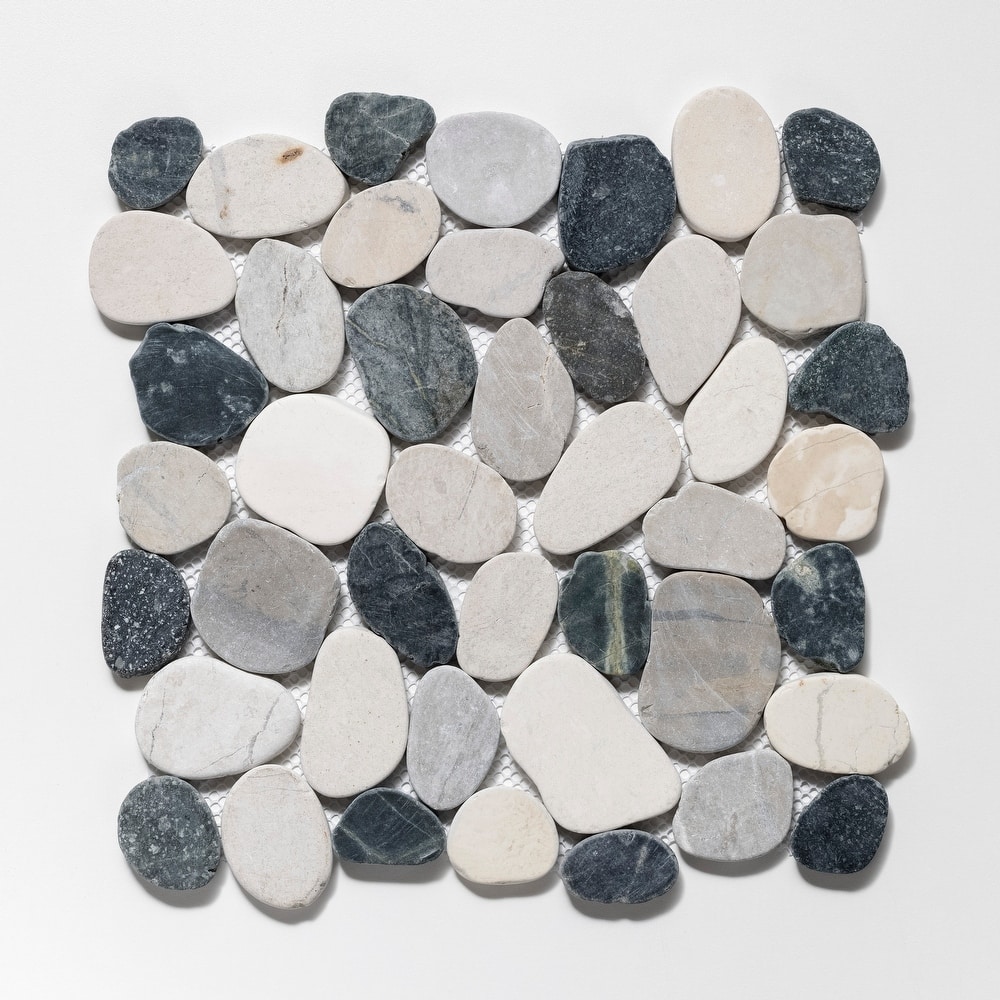 Sliced Pebble 11 in. x 11 in. Mesh-Mounted Mosaic Wall and Floor Tile