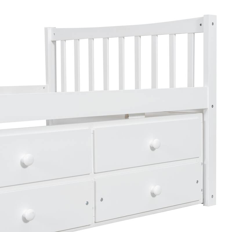 Daybed with Trundle and Drawers Twin Size Modern Wooden Sofa Bed Frame