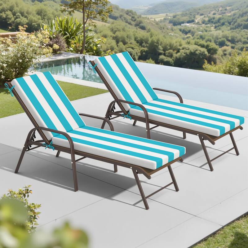 Pellebant Outdoor Adjustable Patio Chaise Lounge Chairs with Cushions