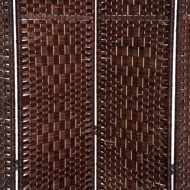 HomCom 6' Tall Wicker Weave Four Panel Room Divider Privacy Screen - Chestnut Brown