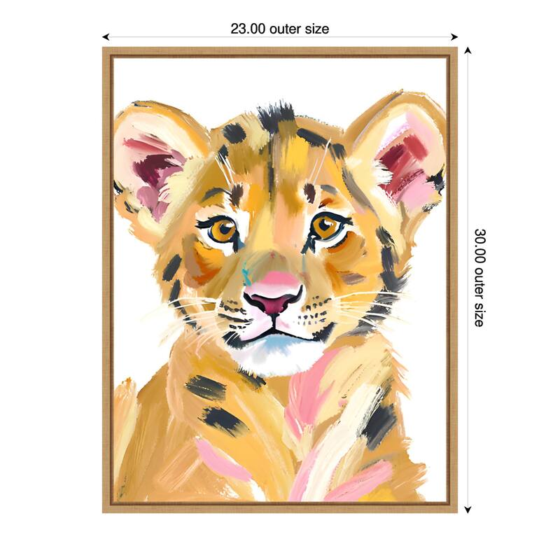 Tiger Baby by Ohkimiko Framed Canvas Wall Art - 23 x 30 in