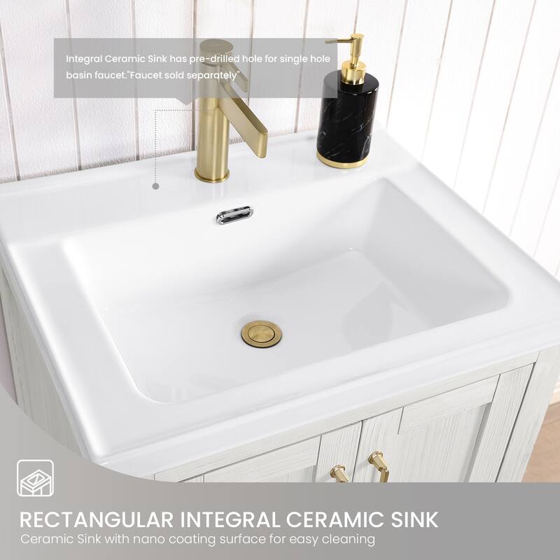 Gela Single Sink Bath Vanity with Drop-In White Ceramic Basin