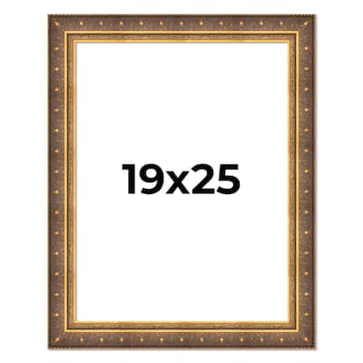 19x25 Frame Vintage Gold Solid Wood Picture Frame | 2.5 Inch Moulding