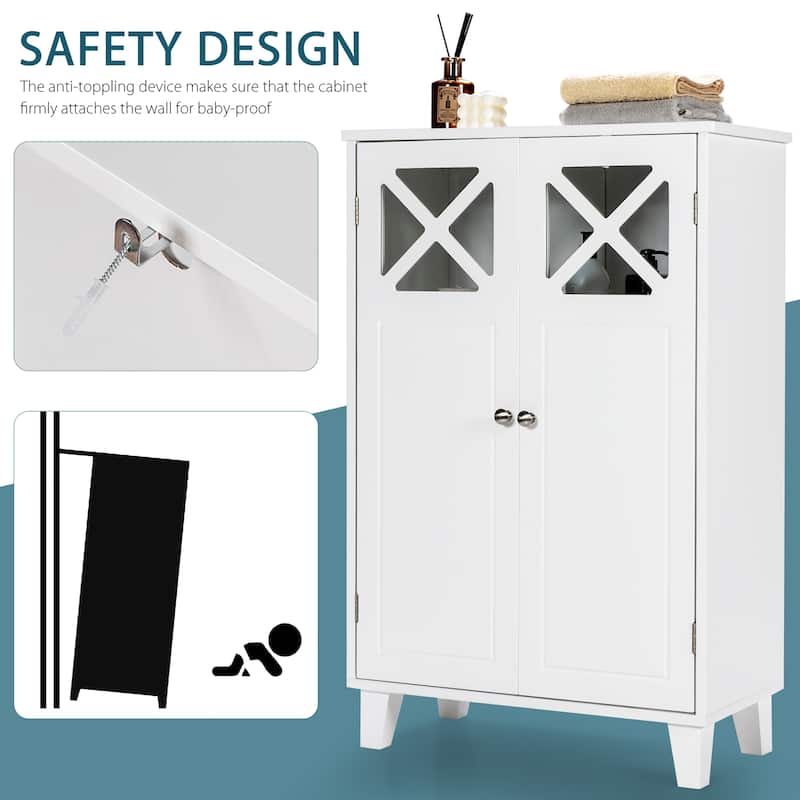 Costway Bathroom Cabinet Wooden Storage Cabinet Free Standing w/