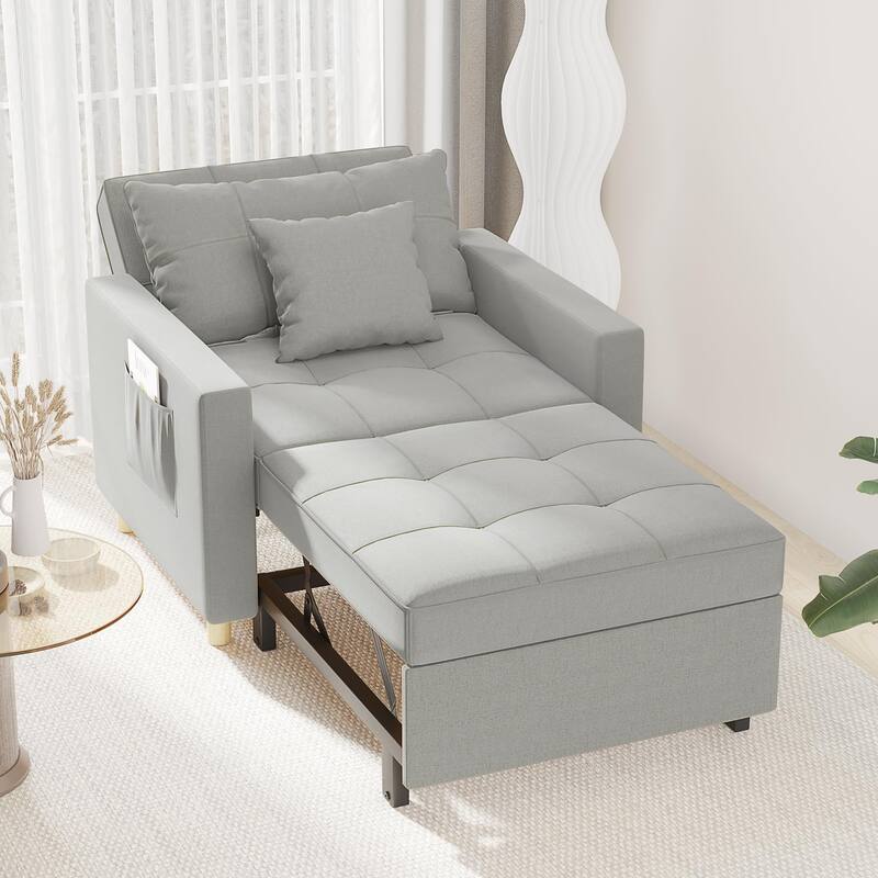 AECOJOY Adjustable Sleeper Chair Bed 3-in-1 Convertible Futon Sofa - Grey