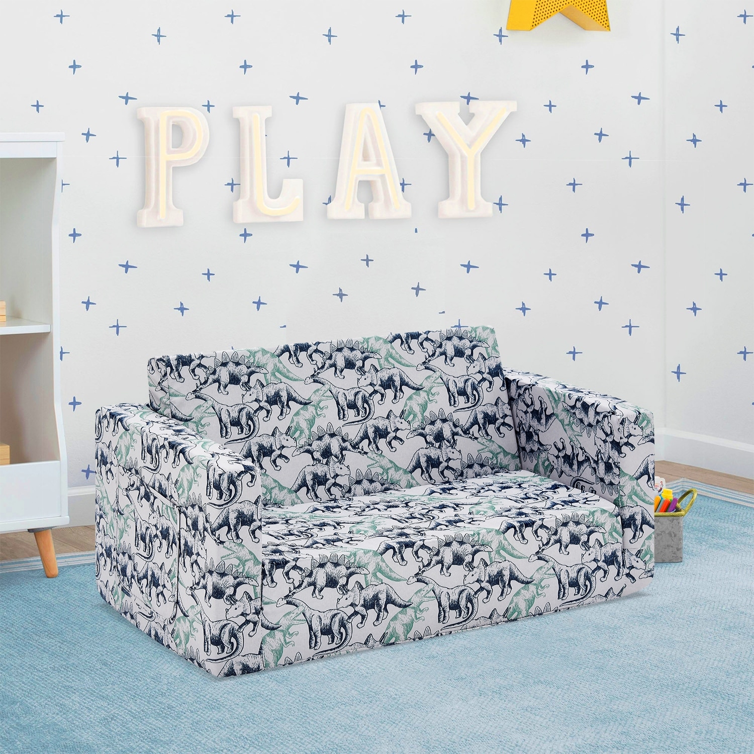 Kids Fold Out Couch 2 in 1 Children Convertible Sofa to Lounger