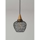 preview thumbnail 5 of 9, Edita 1-light Black and Brushed Brass Finish Woven Wire Cage Pendant