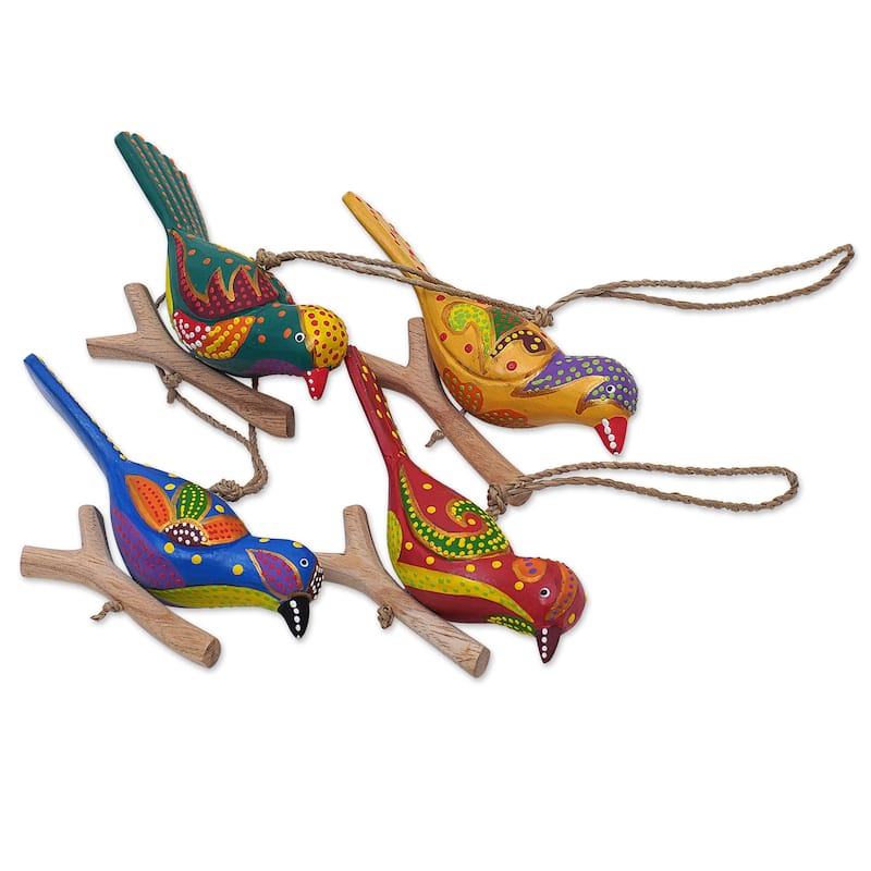 Novica Handmade Heaven Birds Wood Ornaments (Set Of 4)