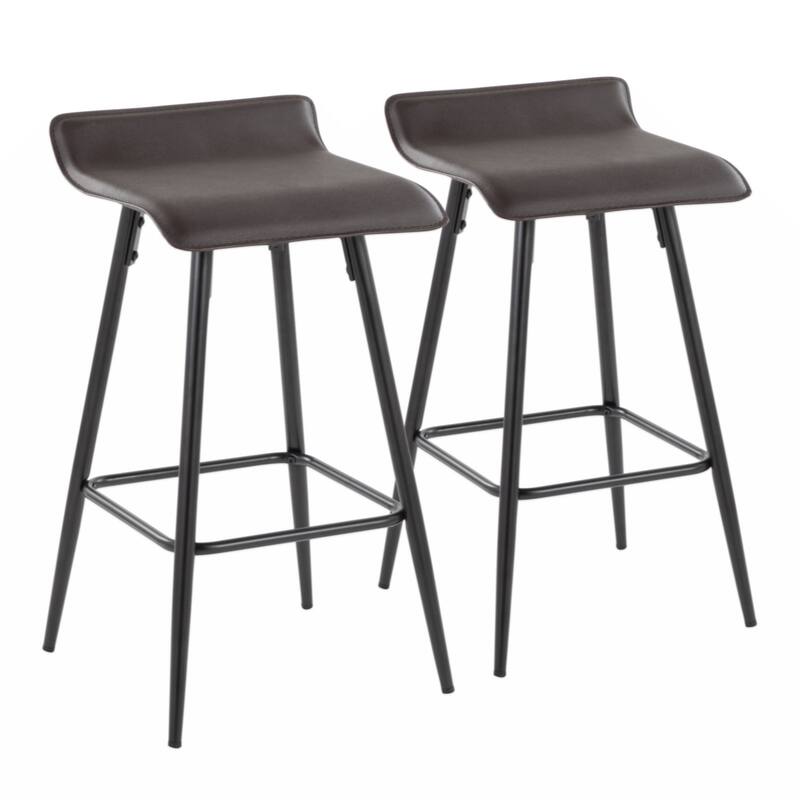26" Contemporary Fixed Height Counter Stool - Set of 2 - Brown