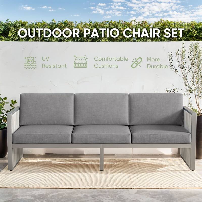 Pocassy 5-Piece Outdoor Sofa Swivel Chair with Ottoman