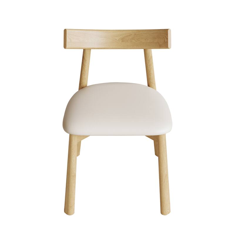 Roomfitters Set of 2 Modern Dining Chairs, Ergonomic Armless Kitchen Chairs with Curved Backrest and Leather Cushions