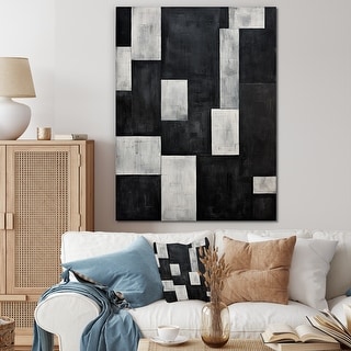 Designart "Black And White Cuboids Dream" Abstract Shapes Wall Art ...