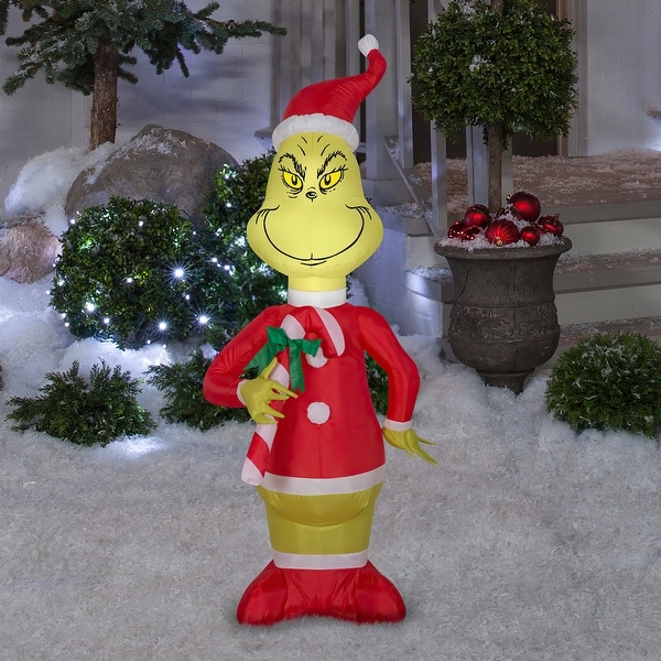 Gemmy Grinch w/Candy Cane 4-foot Christmas Airblown Inflatable