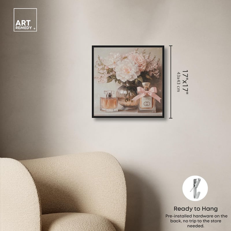 Peach Perfume Flowers in Vase Canvas by Art Remedy