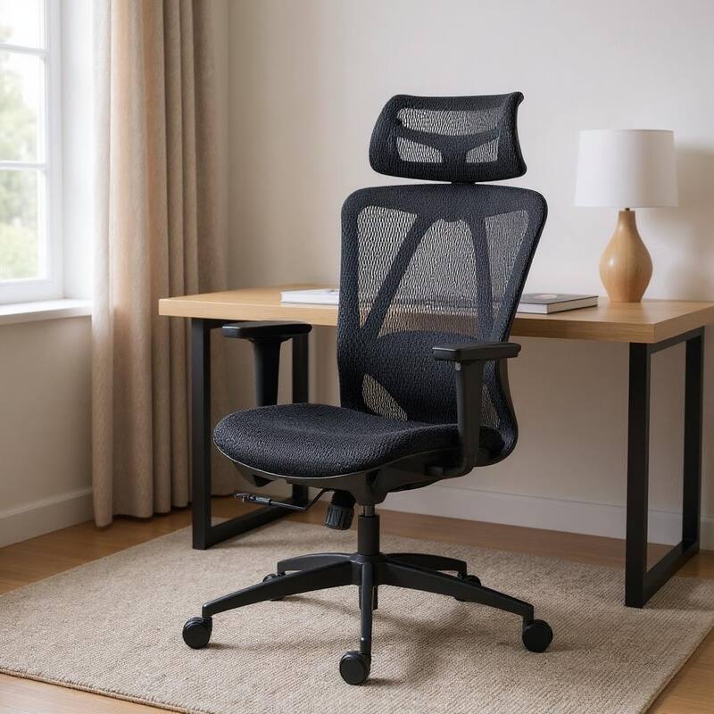Black Adjustable Height Swivel Rolling Office Chair - Black