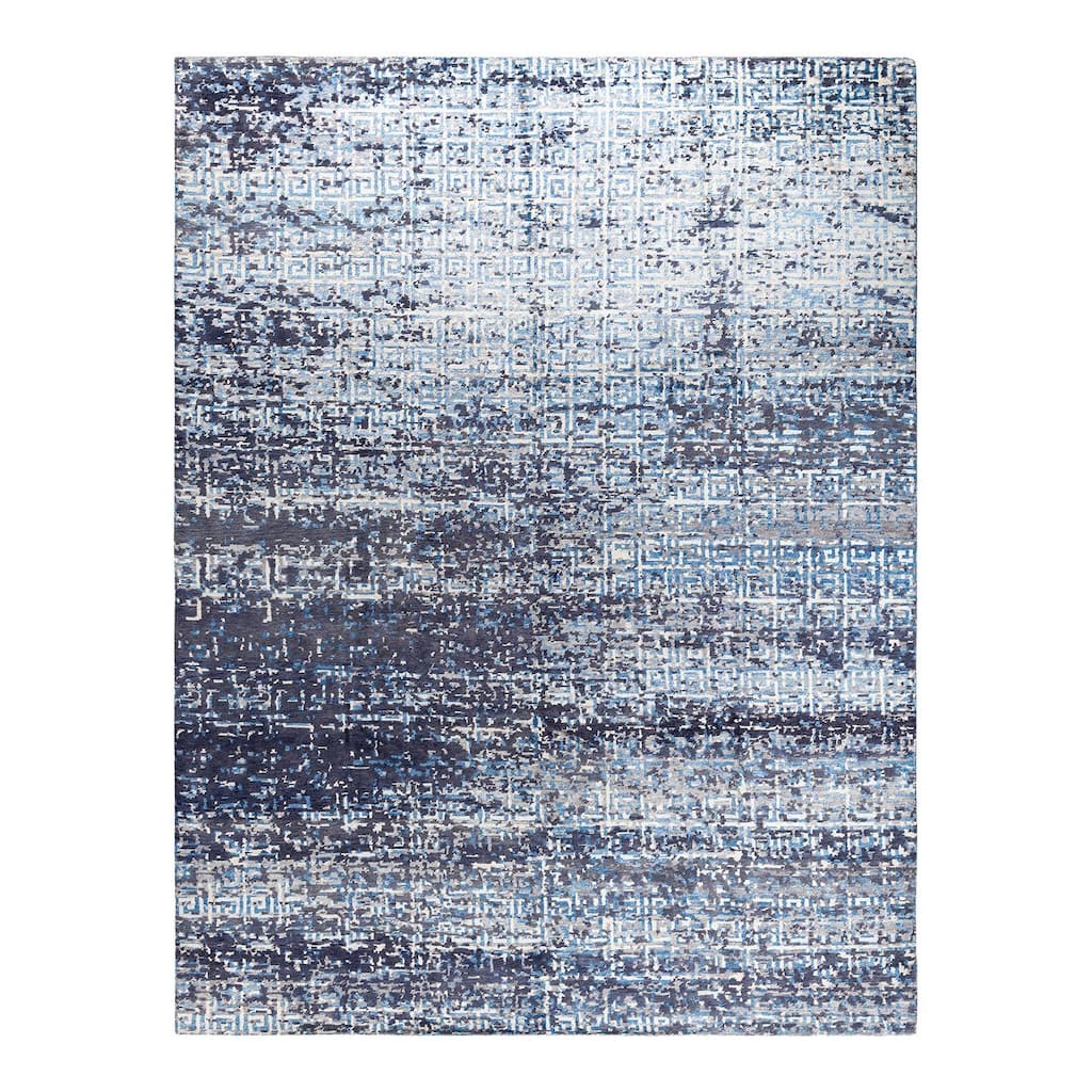 Modern One-of-a-Kind Hand-Knotted Area Rug - Gray, 9' 1" x 11' 10" - 9' 1" x 11' 10"