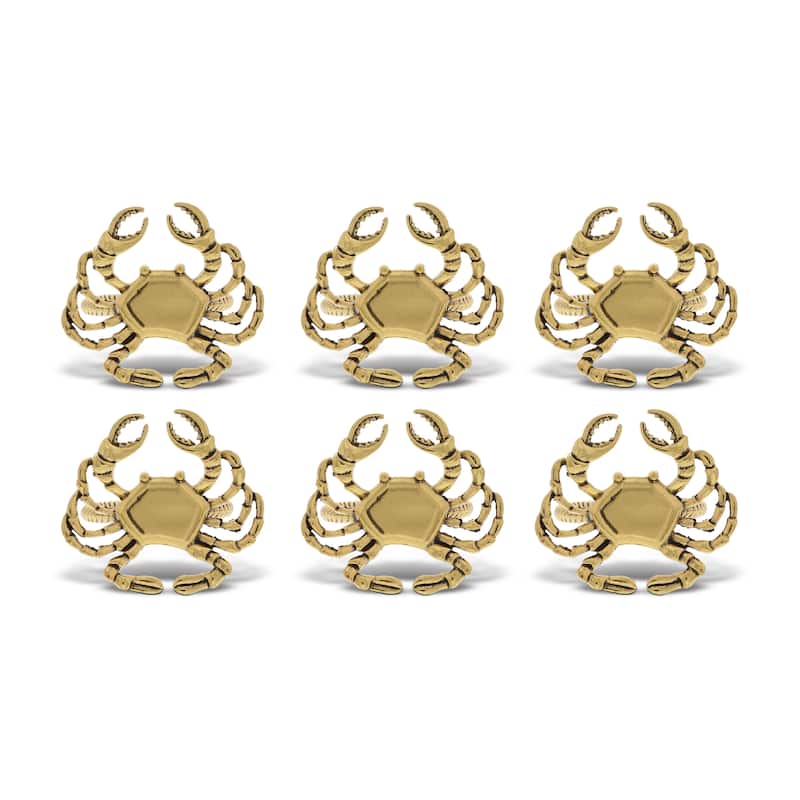 KitchaBon Crab Gold Napkin Rings for Table Decor - Set of 6 - 2 x 1.8 x 1.68 inches