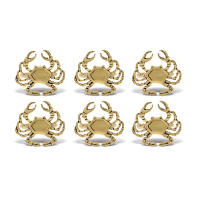 KitchaBon Crab Gold Napkin Rings for Table Decor - Set of 6 - 2 x 1.8 x 1.68 inches