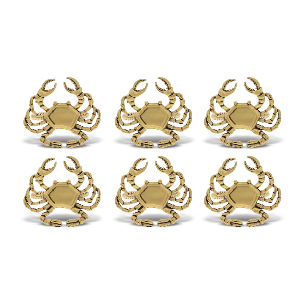 KitchaBon Crab Gold Napkin Rings for Table Decor - Set of 6 - 2 x 1.8 x 1.68 inches