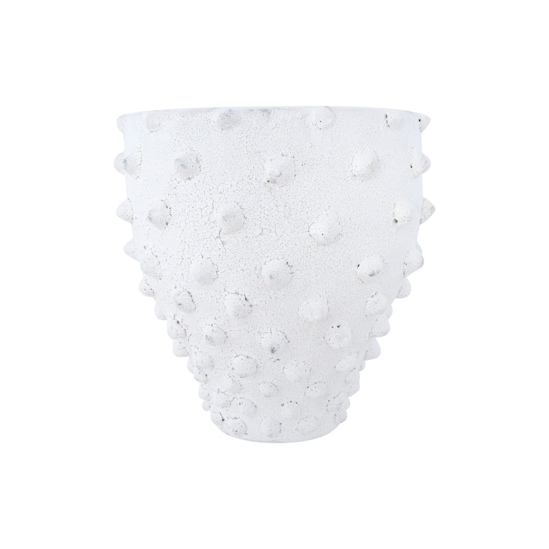 9.75"H Textured Terracotta Planter with Pointed Polka Dot Design (Holds 9" Pot/Each one will vary)