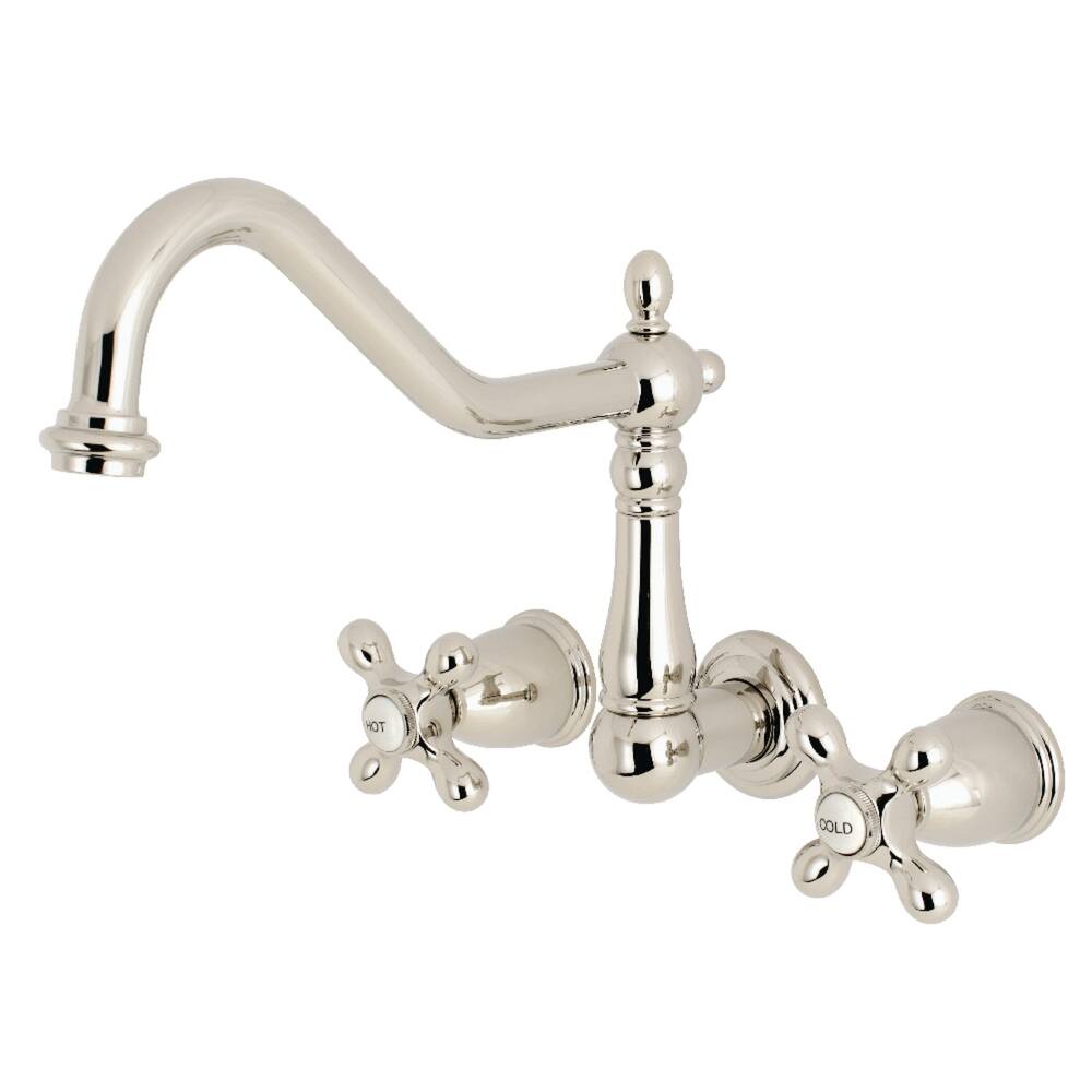 Heritage 3-Hole Wall Mount Roman Tub Faucet in Polished Brass