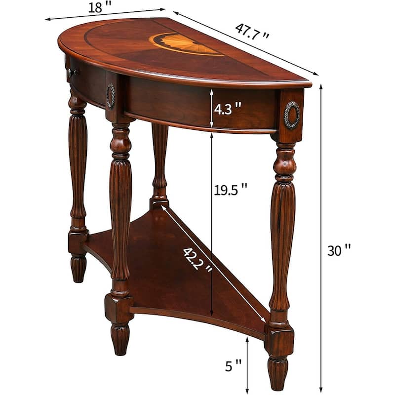 Solid Wood Coffee Table Console Table with Storage Drawer