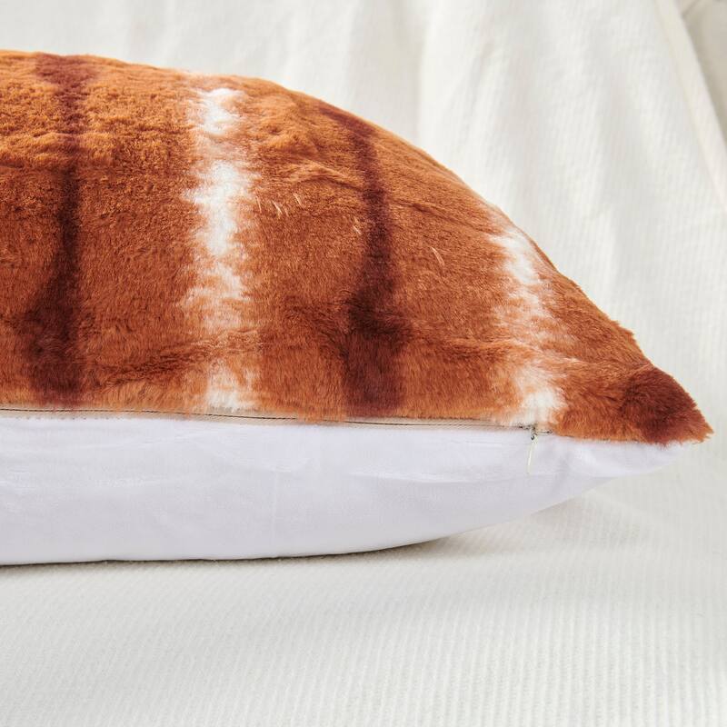 Amanda Stripe fauxfur Throw Pillow Covers Set of 2, NO INSERT