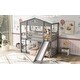 preview thumbnail 4 of 16, Twin Over Twin House Bunk Bed with Convertible Slide and Ladder, Detachable into Two Twin Beds - Fun Playhouse Design for Kids