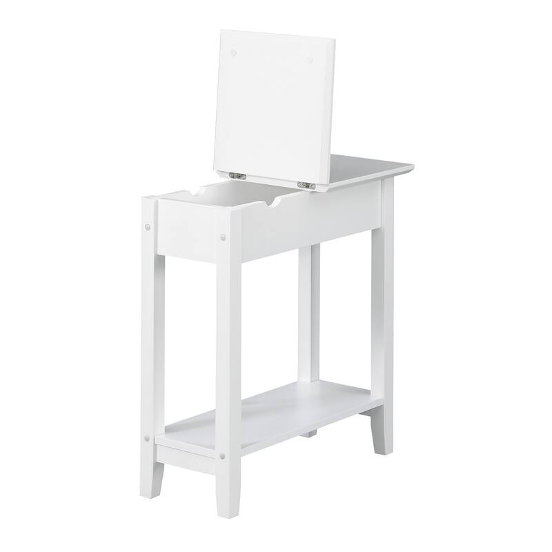 Convenience Concepts American Heritage Flip Top End Table with Charging Station and Shelf
