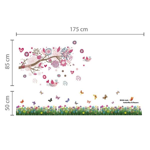 dimension image slide 1 of 3, Walplus Bird Butterflies Grass Children Kid Wall Sticker Nursery Decor