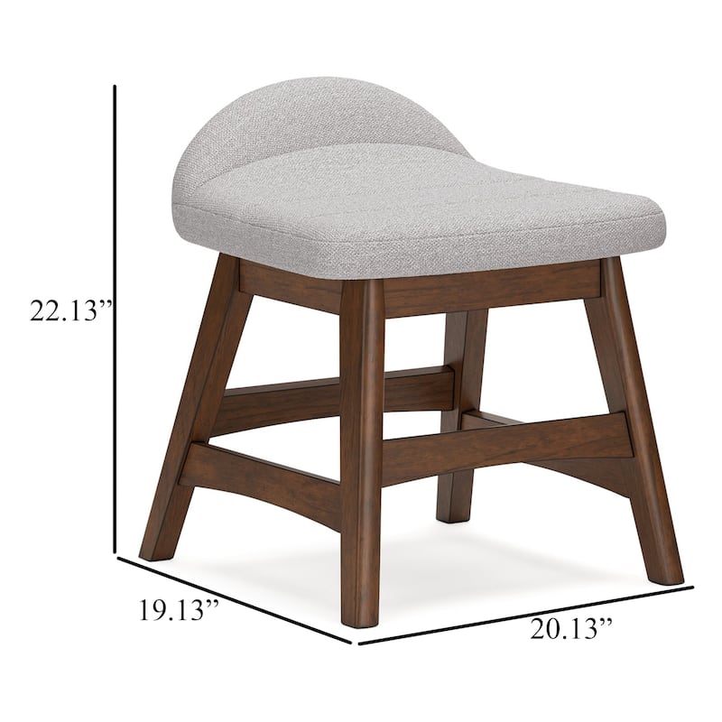 Jeyn Home Office Desk Chair, Gray Padded Saddle Seat, Brown Wood