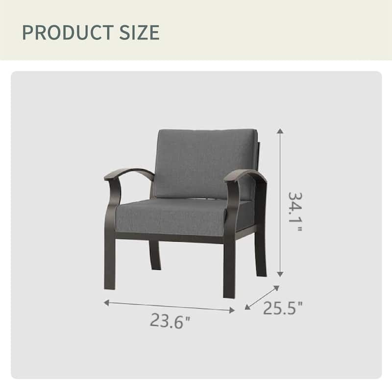 2-Seats Outdoor Aluminum Sofas Chairs with Grey Cushions