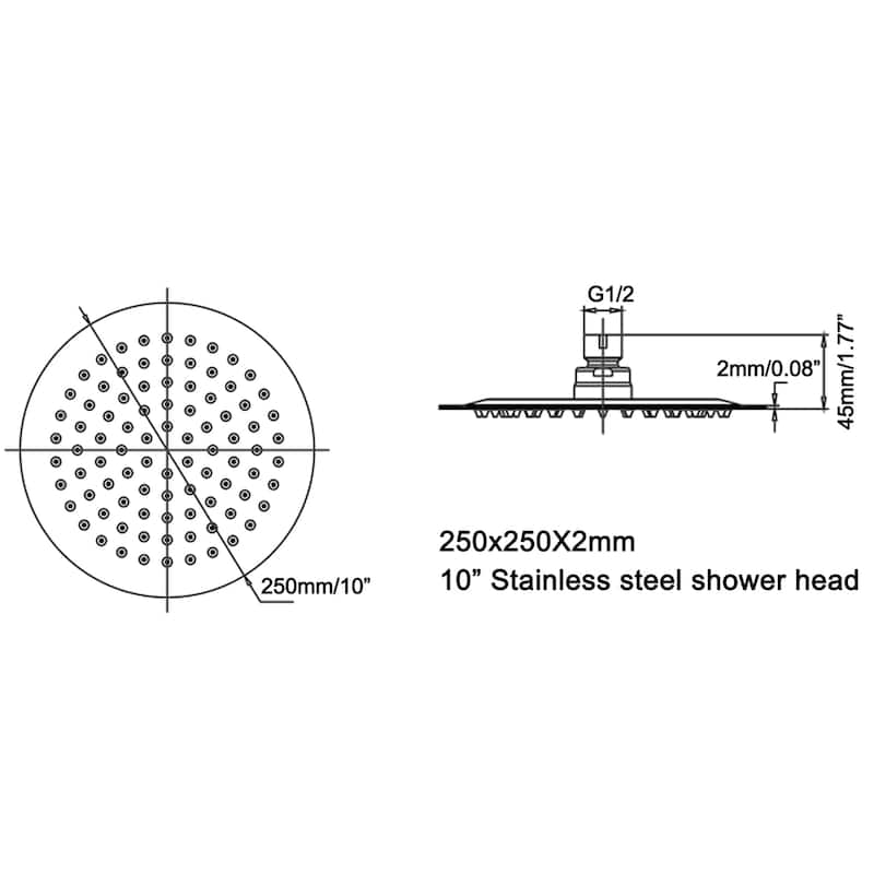 Modland 10" Air Boost Rain Shower Head - High Pressure, WaterSense 1.8GPM, Matte Black/Brushed Gold