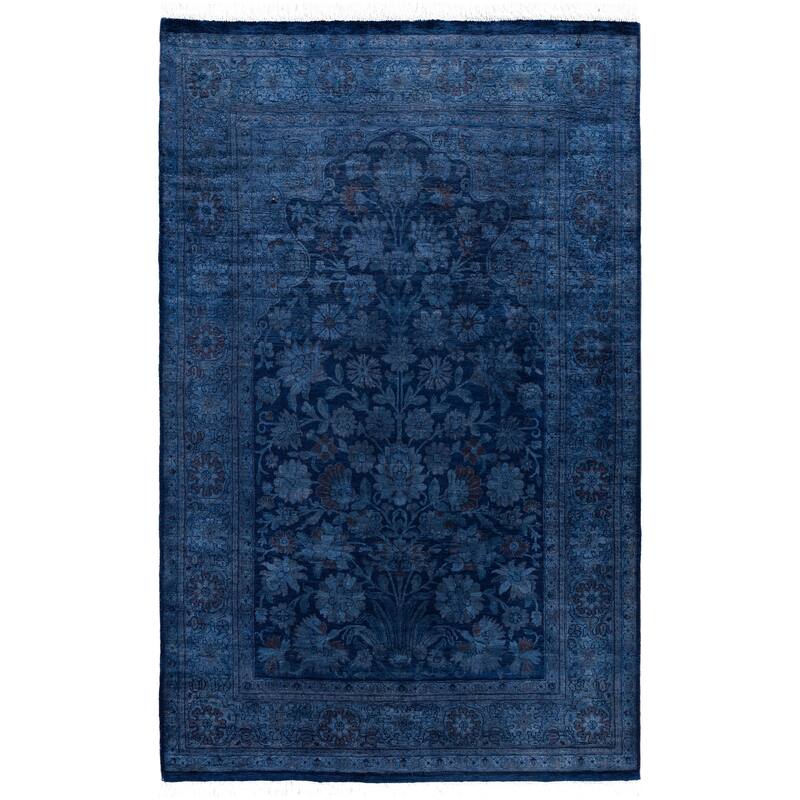 Overdyed One-of-a-Kind Hand-Knotted Area Rug - Blue - 4' 1" x 6' 2"
