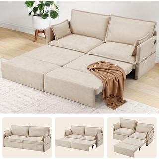 AECOJOY 3 in 1 Sofa Bed, 72" Pull Out Couch Sleeper Sofa Bed with USB ...