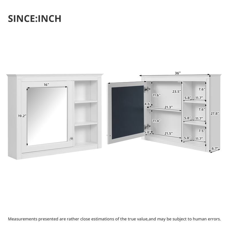 36" x 28" Medicine Cabinet, Wall Mounted Bathroom Storage Cabinet, Modern Bathroom Wall Cabinet with Mirror