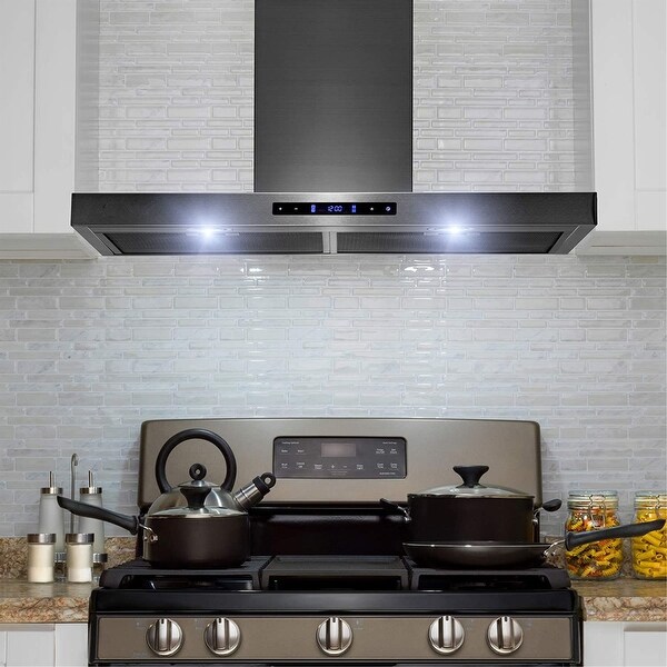 30 range hood black stainless steel