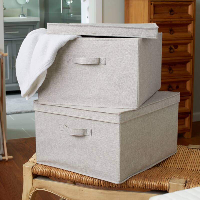Household Essentials Canvas Storage Bins with Removable Lids (Set of 2) - Jumbo
