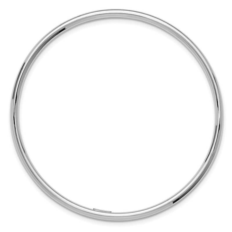 Curata 14k White Gold 8" 3mm Polished Tube Slip-on Stackable Bangle Bracelet