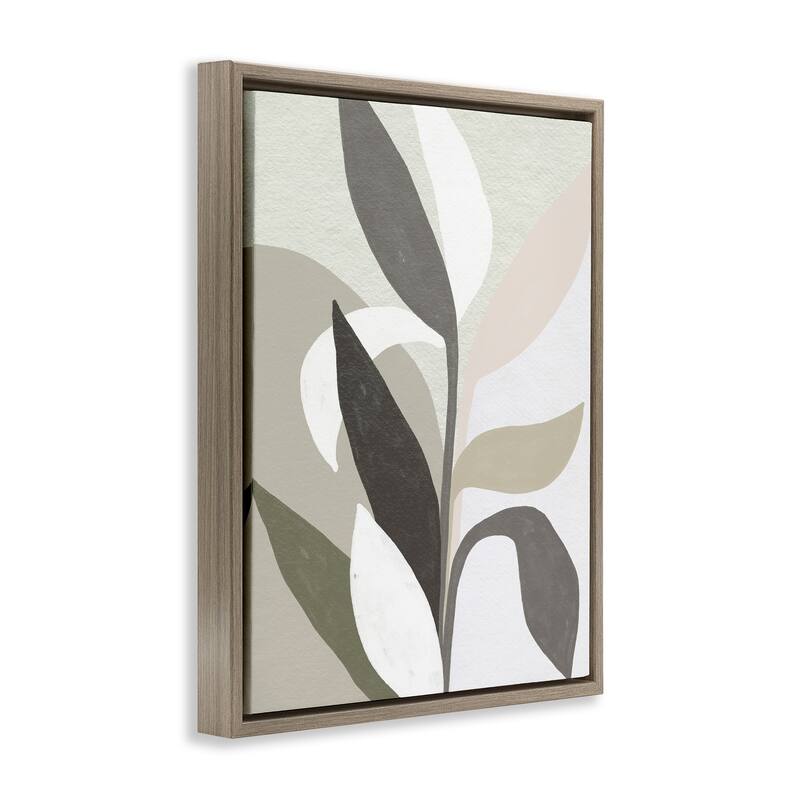 Stupell Soft Modern Organic Leaves Framed Floater Canvas Wall Art Design By June Erica Vess