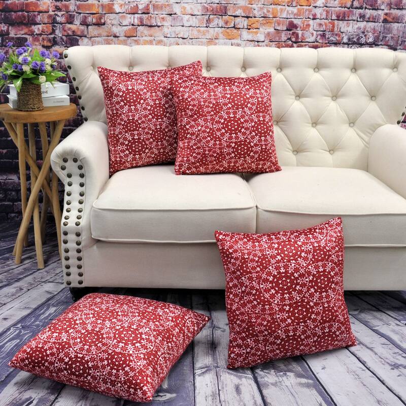 Christmas Holiday Gift Pillow Shells 4 pc Set, NO INSERT - 20" x 20" - Snowflake medallion